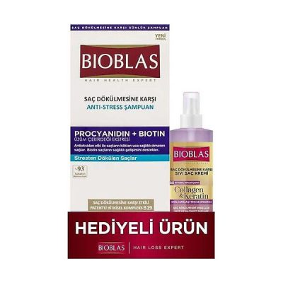 شامپو ضد ریزش بیوبلاس موهای استرسی همراه اسپری دوفاز(هدیه) 360 میل