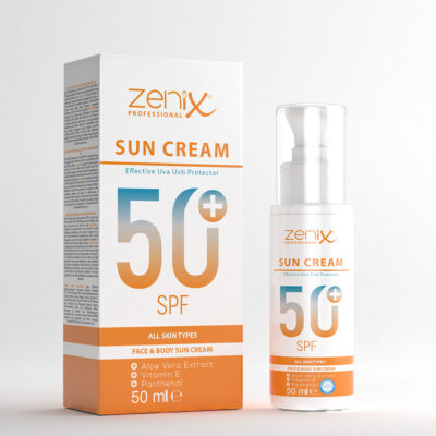ضد آفتاب پمپی زنیکس Zenix Spf 50 صورت و بدن ،بی رنگ ،ترکیه حجم 50 میل