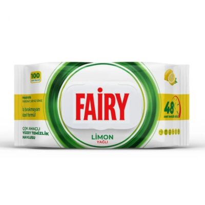 دستمال مرطوب تمیز کننده سطوح فیری Fairy حاوی عصاره لیمو ،ترکیه بسته 100 عددی
