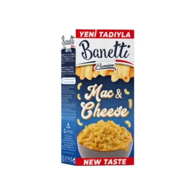 ماکارونی بانتی Banetti مدل خمیده ریز پنیری Mac&cheese ترکیه حجم 206 گرم